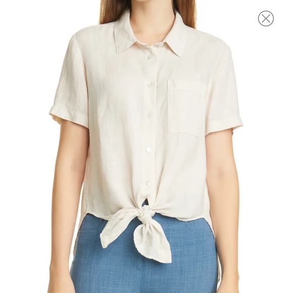 Theory linen tie front shirt. - Picture 8 of 12